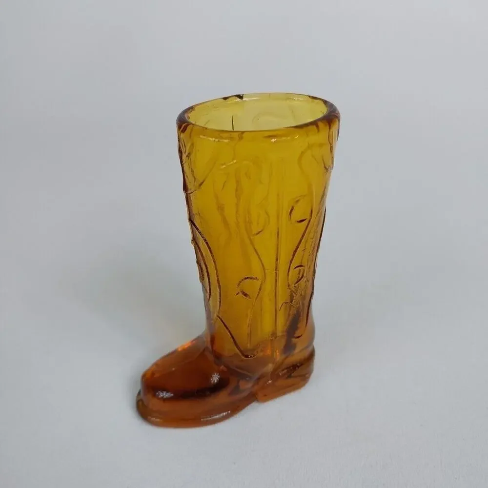Glass Cowboy Boot Shot Glass Amber‎